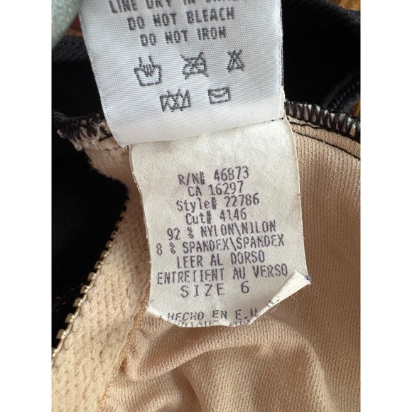 Vintage Jag Black Green White Ribbed Swimsuit Sleeveless Size 6 Womens USA Made - Picture 6 of 6